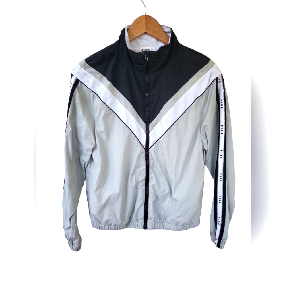Victoria's Secret PINK Grey Colorblock Windbreaker Jacket XS/S